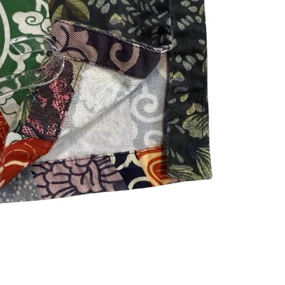 Biya by Johnny Was Patchwork Floral Pants Sz S Boho Straight Leg